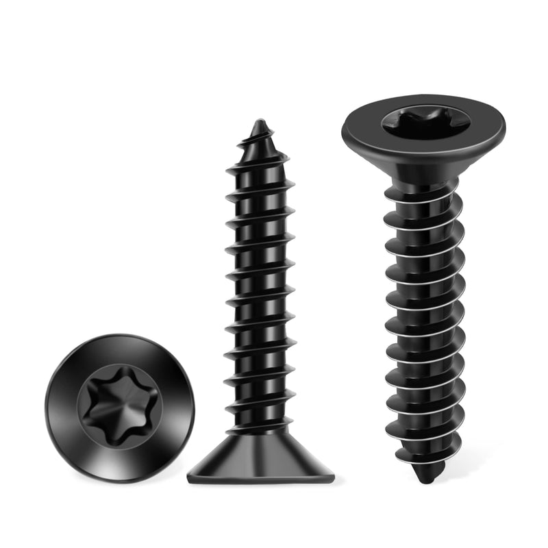 [Australia - AusPower] - 100 PCS #6 x 3/4" Flat Head Torx/Star Wood Screws, 18-8 (A2) Stainless Steel, Full Threaded & Black Coated for Durability, T15 Drive Bit Included, No.6 X 3/4" Multipurpose Screw by TPOHH #6 X 3/4 inch 100 