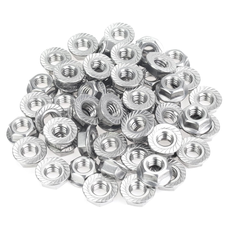 [Australia - AusPower] - 50 Pieces 5/16”-18 Flange Nuts, Serrated Flange Hex Lock Nuts Assortment Kit, 304 Stainless Steel (18-8), Bright Finish, Coarse Thread 5/16"-18 (50 PCS) 