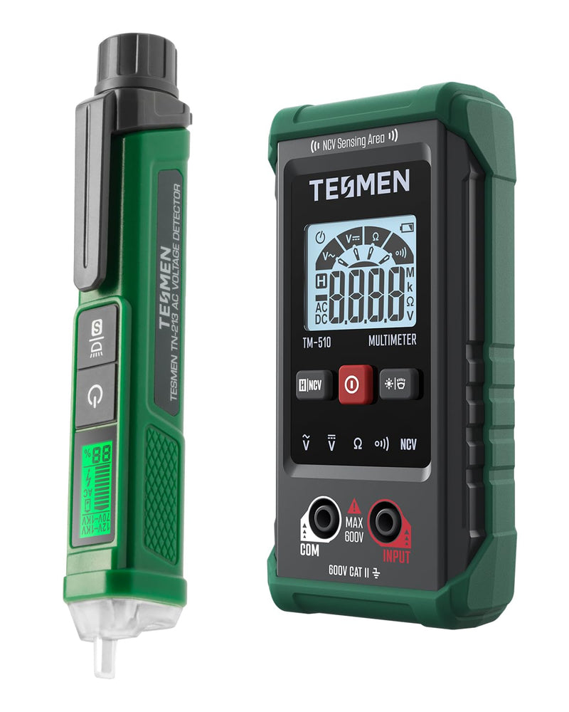 [Australia - AusPower] - TESMEN TN-213 Voltage Tester with TM-510 Digital Multimeter Bundle, Great Electrical Testing Kit for DIYers, Ideal for a Wide Range of Projects, Measures AC/DC Voltage, Resistance, and Continuity 
