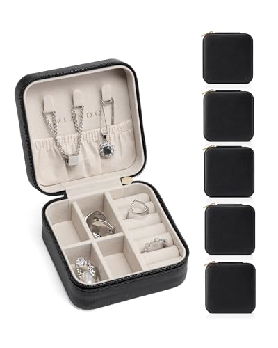 VLANDO Travel Jewelry Case, Compact Design, Necklace Hook, Anti-Tangle D.Black 6