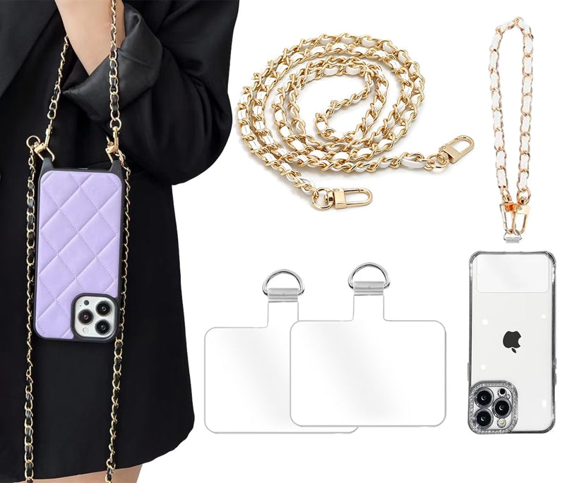 [Australia - AusPower] - 2Pcs Phone Crossbody Lanyard and Wrist Phone Strap,Universal Cell Phone Lanyard Strap Phone Chain with 2×Tether Tab B 