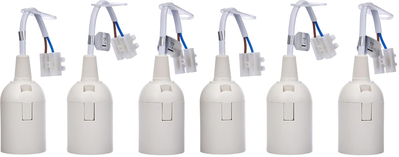 Kopp Renovation Socket, Pre-Assembled with Approx. 13 cm Visible Cable H03VV-F 2 x 0.75 mm², Luster Terminal and Strain Relief, Pack of 3 in Packaging, E27, Max. 60 W, Color White, 214601044 (Pack of 2) 3 pieces (pack of 2)