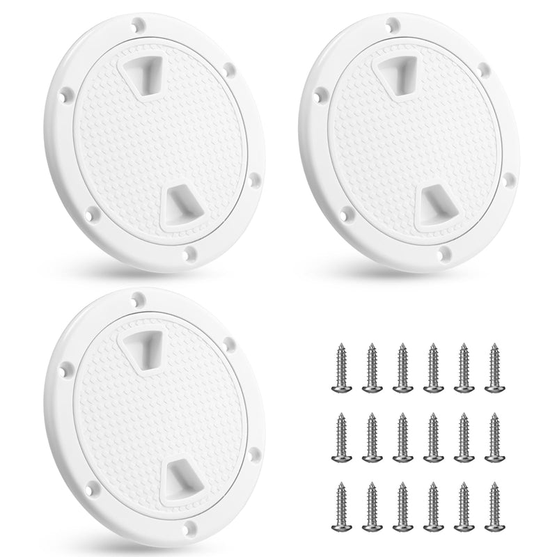 Landical 3 Pack Boat Hatch Circular Non Slip Inspection Hatch Boat Detachable Deck Hatch Cover with 18 Attached Screw Boat Parts for Marine Yacht RV Truck Vent Accessories 4 Inch White