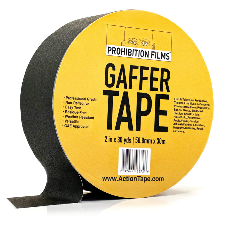 ActionTape Gaffers Tape, Premium Grade & Film Set Approved, Heavy Duty Gaff Tape, Non-Reflective, Multipurpose. 2 Inches x 30 Yards, Black Single Pack