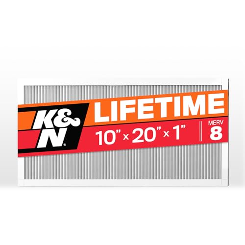 K&N washable HVAC furnace air filter, MERV 8, 9.5 x 19.5 x 0.8 inches