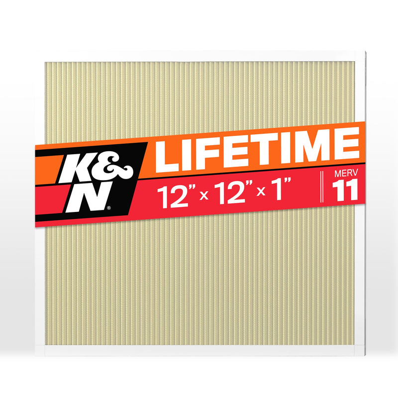 K&N 12X12X1 HVAC Furnace Air Filter, Lasts a Lifetime, Washable, Merv 11, the Last HVAC Filter You Will Ever Buy, Breathe Safely at Home or in the Office, HVC-11212 11.8" x 11.8" x 0.8"