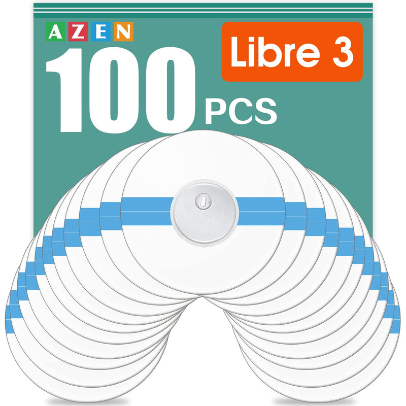 AZEN 100 Pack Freestyle Sensor Covers for Libre 3, Waterproof Adhesive Patches, Adhesive Patches Waterproof, Waterproof Adhesive Transparent Tape