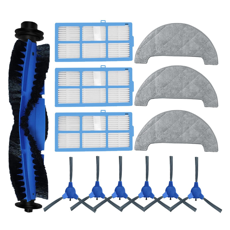 [Australia - AusPower] - Replacement Spare Parts for Proscenic 850T Robot Vacuum 1 Main Brush 3 Pair Side Brush 3 Filter 3 Mop Pad Accessories (13 Pack) 