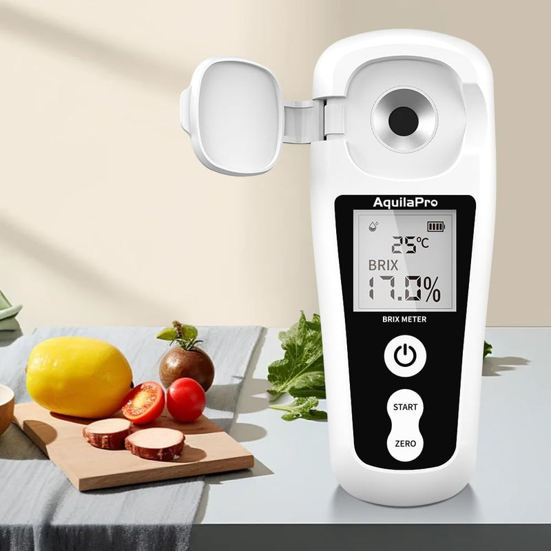 [Australia - AusPower] - Digital Brix Refractometer with LCD, for Fruit Juice and Coffee, with Auto Temperature Compensation, 0-55% Range, ±0.2% Accuracy, Rechargeable Brix Meter for Liquid Sugar Content 