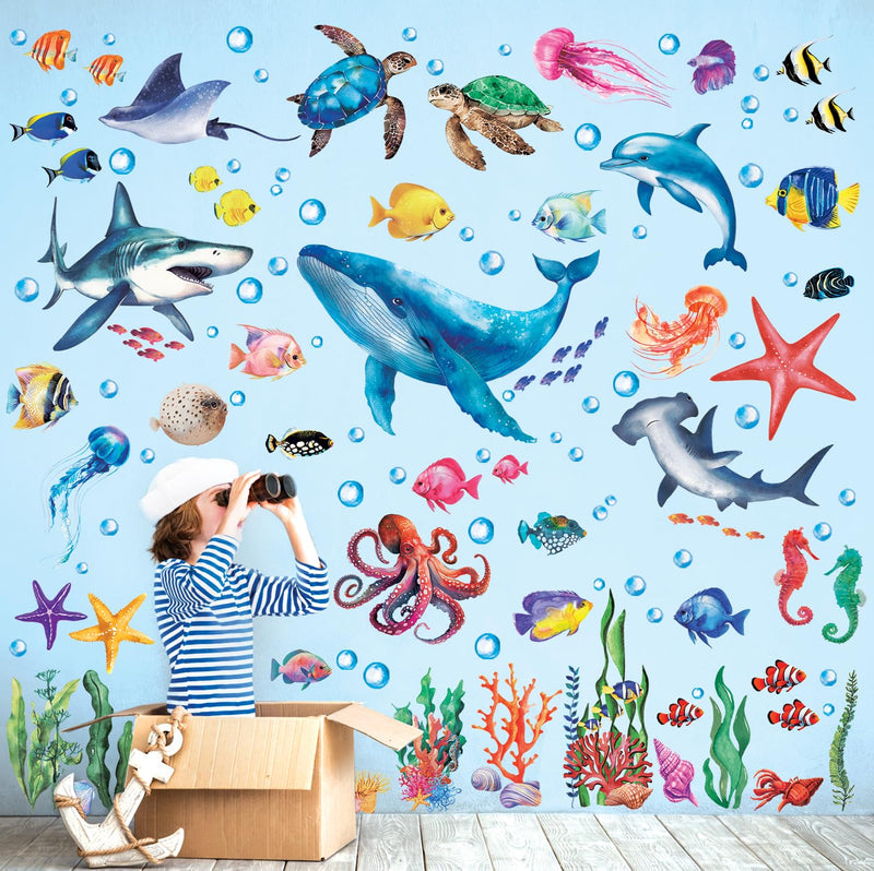 [Australia - AusPower] - DECOWALL DS12-8078 Sea Animals Wall Stickers Decals Baby Boys Bedroom Fish dÃ©cor Living Kids Nursery Ocean playroom Removable Room Seaweed Under Watercolor 