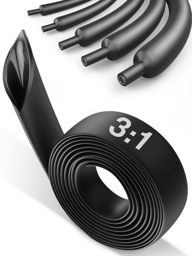 [Australia - AusPower] - 3/4" Heat Shrink Tubing-3:1 Ratio Adhesive Lined-Marine Grade Heat Shrink Tube-Wire Waterproof Industrial Large Heat Shrink Tubing-Black-13.2FT 1 3/4"(19.1mm)-13.2ft 