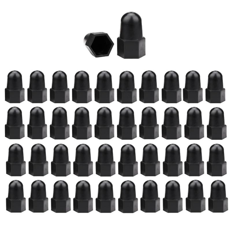 [Australia - AusPower] - 50 Pcs Black Hex Nut Bolt Covers, M14*22, Plastic, Protects Bolts from Rust, Dust, and Corrosion 