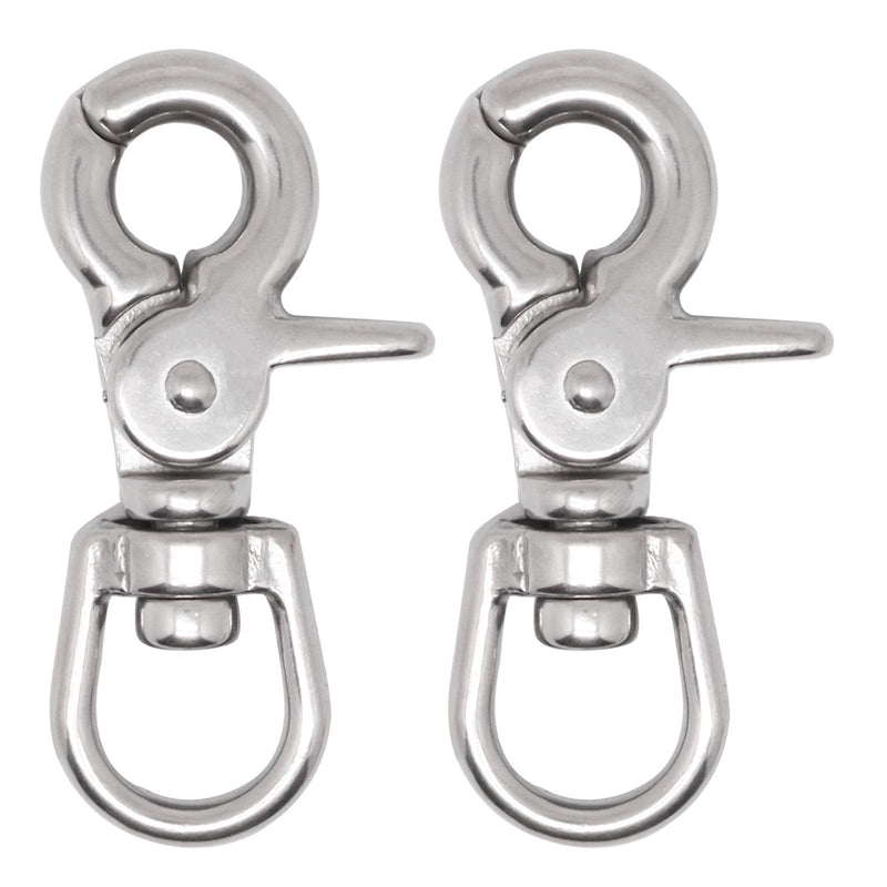 [Australia - AusPower] - 2 Pcs Trigger Snaps Swivel Hooks 2 3/5", Heavy Duty 316 Stainless Steel Trigger Clips for Marine, Flag, Dog Leash 