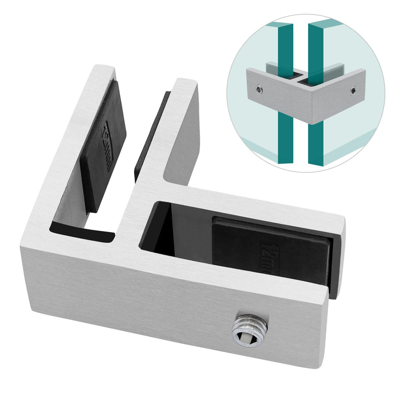 [Australia - AusPower] - Gyykzz Railing Glass to Glass Clamp, Stainless Steel 304 Bracket for Glass, Satin Finish Railing Glass Clip Holder for Pool Fence Glass, Balustrade, Balcony Deck (1 Pack 90 Degree) 1 Pack 