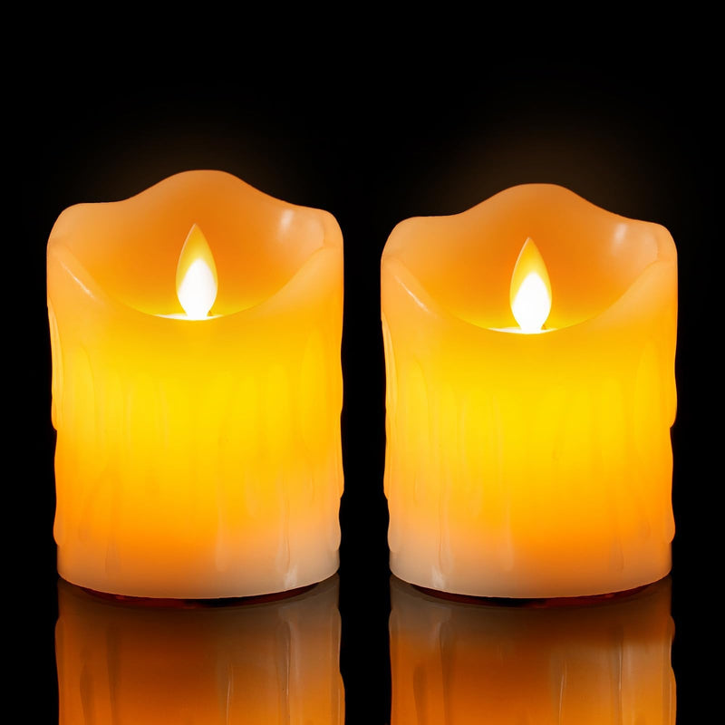 [Australia - AusPower] - UNIVELA Flameless Candles, 3 X 4'' Flameless Candles with Remote, 2 Set Battery Operated Candle, Real Wax Dripping LED Candles with Timer, Flickering Feature, Electric Fake Candle for Christmas Decor 