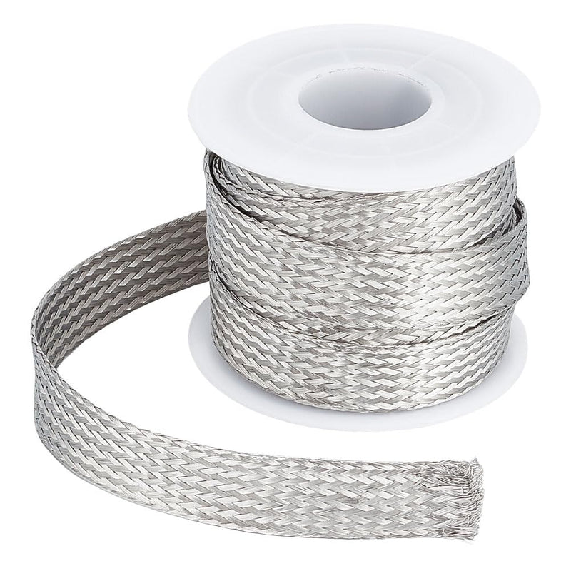 [Australia - AusPower] - UNICRAFTALE 304 Stainless Steel Expandable Braided Cable Sleeve Knitting Scalable Network Ribbon Flat Cable Sleeve Cord Protector Wire Loom Tubing for Protect Cable 4m/roll 