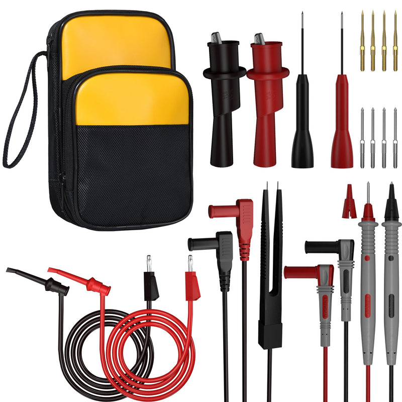 [Australia - AusPower] - Electrical Multimeter Test Lead Kit with Soft Case Test Hook for Digital Electrical Testing Multimeter Voltmeter | 2PCS Non-Destructive Back Probes 