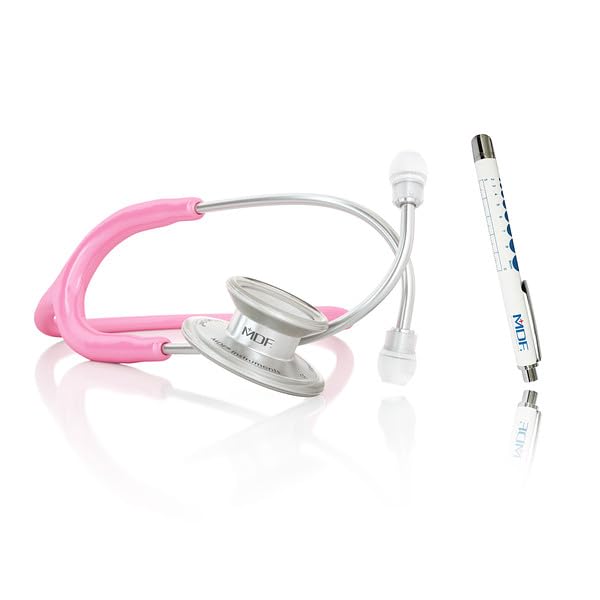 [Australia - AusPower] - MDF Instruments MD One Stainless Steel Stethoscope, Adult, Pink Tube + MDF LUMiNiX Medical Professional Penlight 