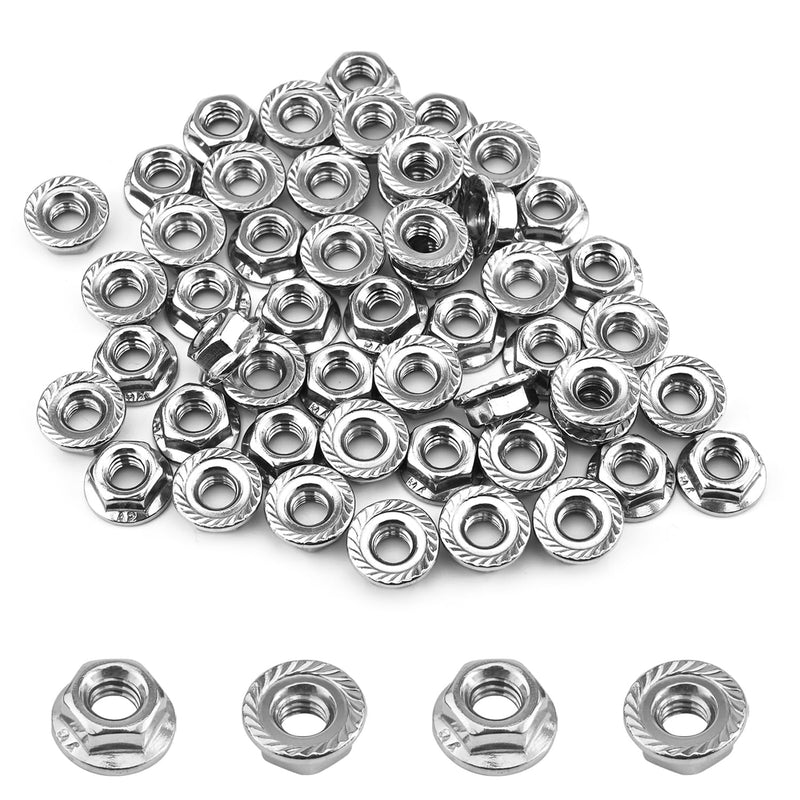 [Australia - AusPower] - 55 Pack M6 Serrated Flange Hex Nuts, M6-1mm Hexagon Flange Nuts, 304 Stainless Steel, Metric Nuts Fasteners, Locknuts Replacement Nut with Plastic Case for DIY Home Mechanism 