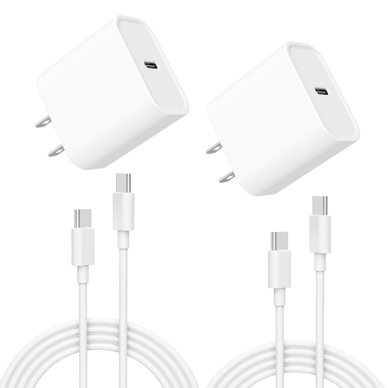 [Australia - AusPower] - Phone 15 Charger [MFi Certified] 2 Pack 20W USB C Fast Wall Charger Block with 2 Pack 6 FT USB-C to C Cable for iPhone 15/iPad Series, Galaxy, AirPods Pro 6FT 