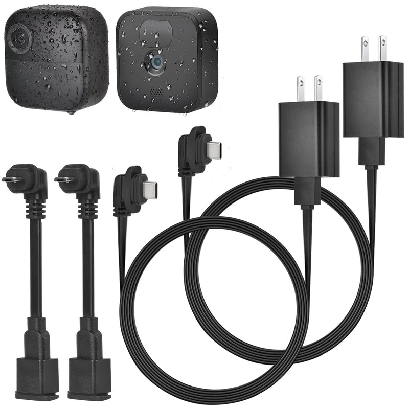 [Australia - AusPower] - 2Pack 10ft/3m Power Cable and Adapter for Blink Outdoor 4 (4th Gen) & (3rd Gen) & Blink XT/XT2, Weatherproof Flat Charger Extension Cable with Micro USB Adapter, No More Battery Changes 2 