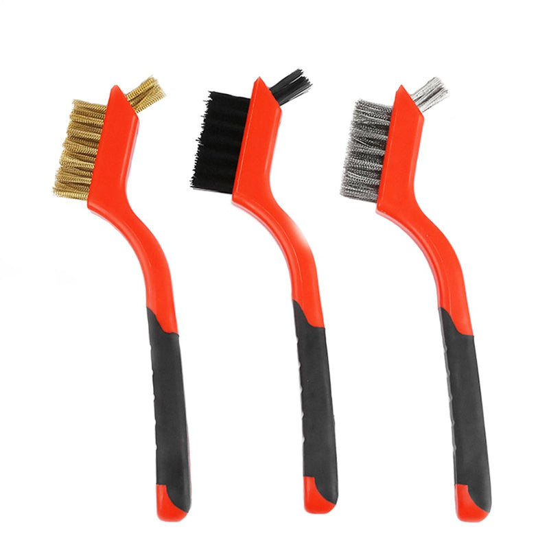 [Australia - AusPower] - Rust Remover Brass Brush, 3 Pack Small Wire Brush Brass Wire Brush, Brass Brushes for Cleaning, Brass Brush Tool Rust Remover for Metal (Brass Steel Nylon Red) Brass Steel Nylon Red 