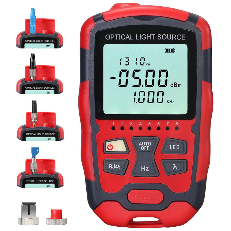 [Australia - AusPower] - A-M1315 Optical Light Source SC/FC/ST Universal Interface Single Mode Dual Wavelength 1310nm 1550nm Fiber Optic Light Source with RJ45 Test Fiber Optic Cable Tester 