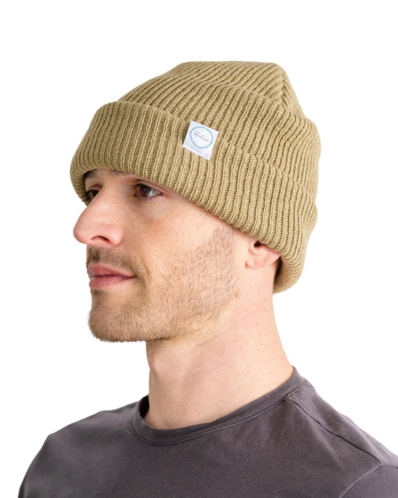 Halsa EMF Protection Hat, Knit Beanie for Men and Women, Silver Fiber Fabric Lined, One Size Fits Most Khaki
