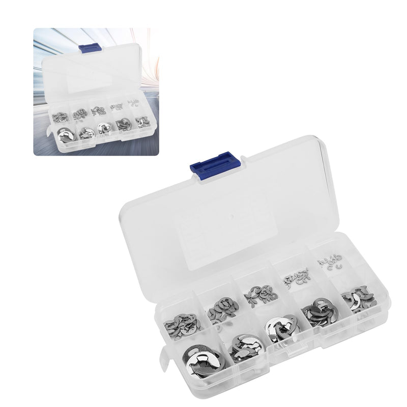 [Australia - AusPower] - EClip Retaining Washers, Circlip Kit Resistance and Oil Resistance Many Models 304 Stainless Steel Silver for Shaft Groove of Machine 