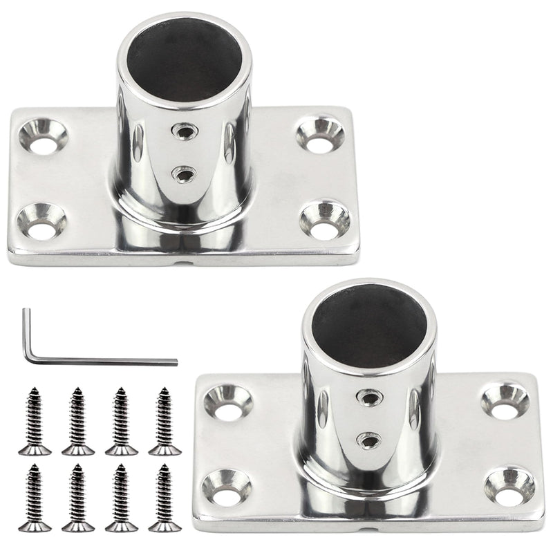 YANYUCB Boat Hand Rail Fitting,316 Stainless Steel Rectangular 60/90 Degree Boat Hand Rail Base(1 inch,1-1/4inch,7/8 inch,1-3/16 inch) with L Shape Hex Key and Screws 7/8 inch × 2 90°