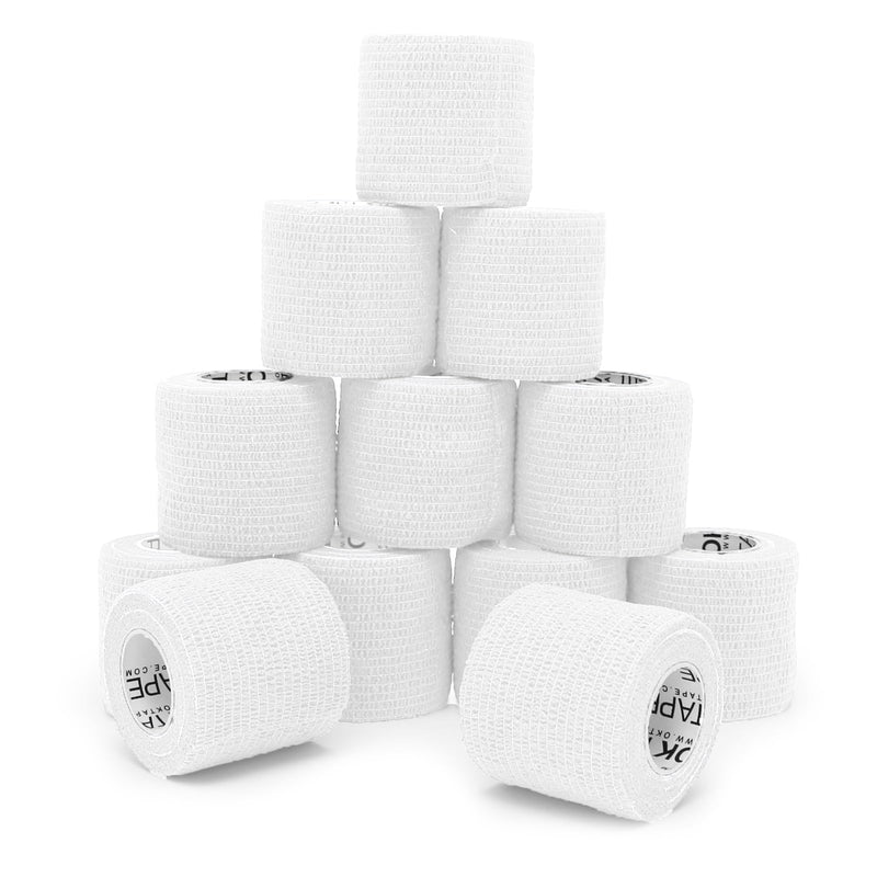 [Australia - AusPower] - OK TAPE 12 Rolls Self Adhesive Bandage Wrap, Elastic Athletic Tape, Self Stick Bandage Tape, Vet Wrap, Medical Wrap for Wrist, Feet, 2" x 5 Yards - White 2 Inch 