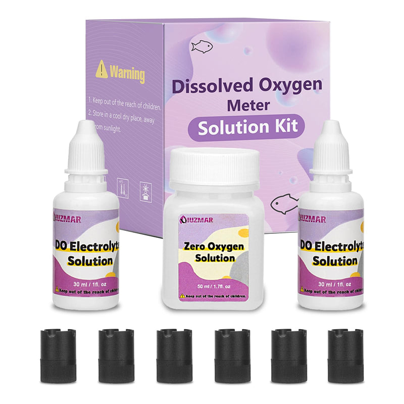 Electrolyte Solution Zero Oxygen Solution and Membrane Caps Kit for Dissolved Oxygen Meter, 2 Bottles 30 ml Electrolyte Solution, 1 Bottle 50 ml Zero Oxygen Solution and 6 Membrane Caps | 2 Flaschen 30ml Elektrolytlösung 1 Flasche 50ml Null-Sauerstoff-...