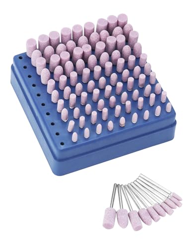QWORK 100pcs 3mm Shank Diameter Sharpening Stone Points Grinding Points for Grinding and Polishing