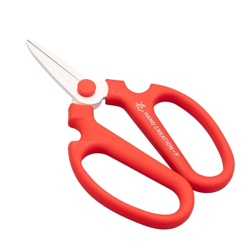 Japanese Floral Scissors – SAKAGEN Hand Creation Flower Shears for Floral Design, Ikebana & Gardening, Made in Japan, Large Size Model F-180 (Red) Red