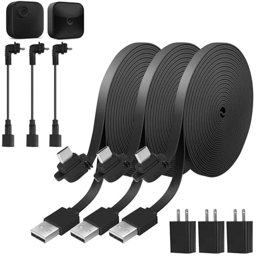 Uogw 3Pack 30ft/9.1m Power Cable and Adapter Compatible with Blink Outdoor 4 (4th Gen)/Blink (3rd Gen) XT3/Blink XT2/XT,Weatherproof Outdoor Charging Power Cord,Flat Extension Cable for Blink Camera 30.0 Feet