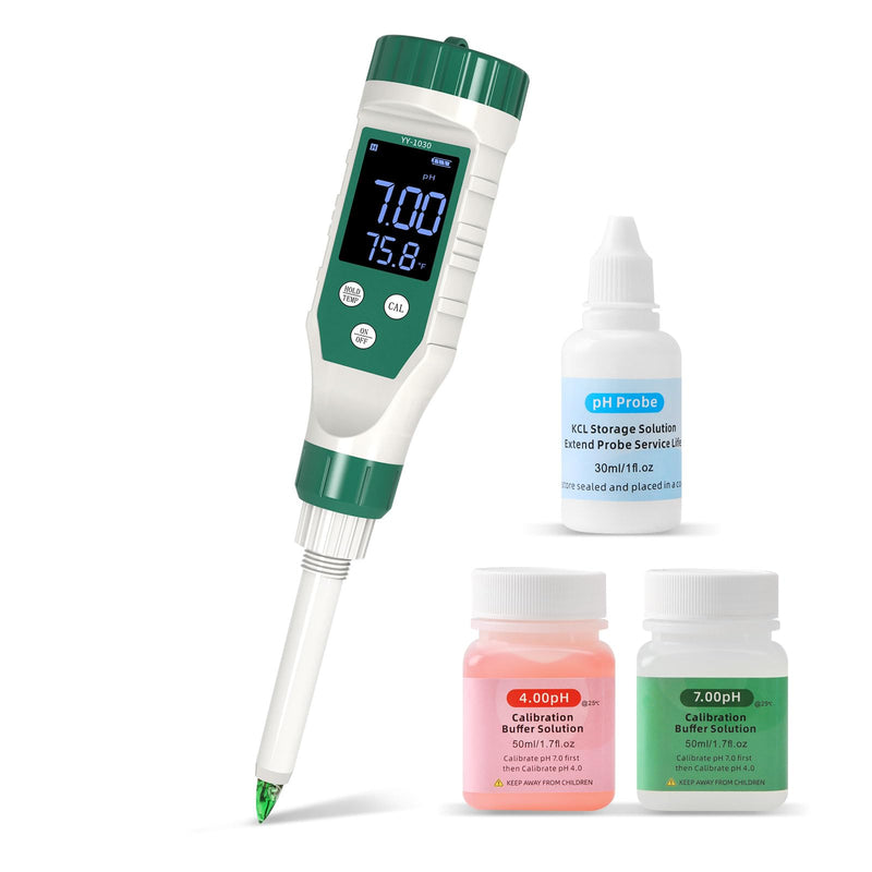 [Australia - AusPower] - Digital pH Meter for Food, Food pH Tester with High Accuracy pH Probe for Sourdough and Bread, Food pH Meter for Canning, Meat, Cheese, Solid Samples and Water, 0.01 Resolution pH Meter with Solution 