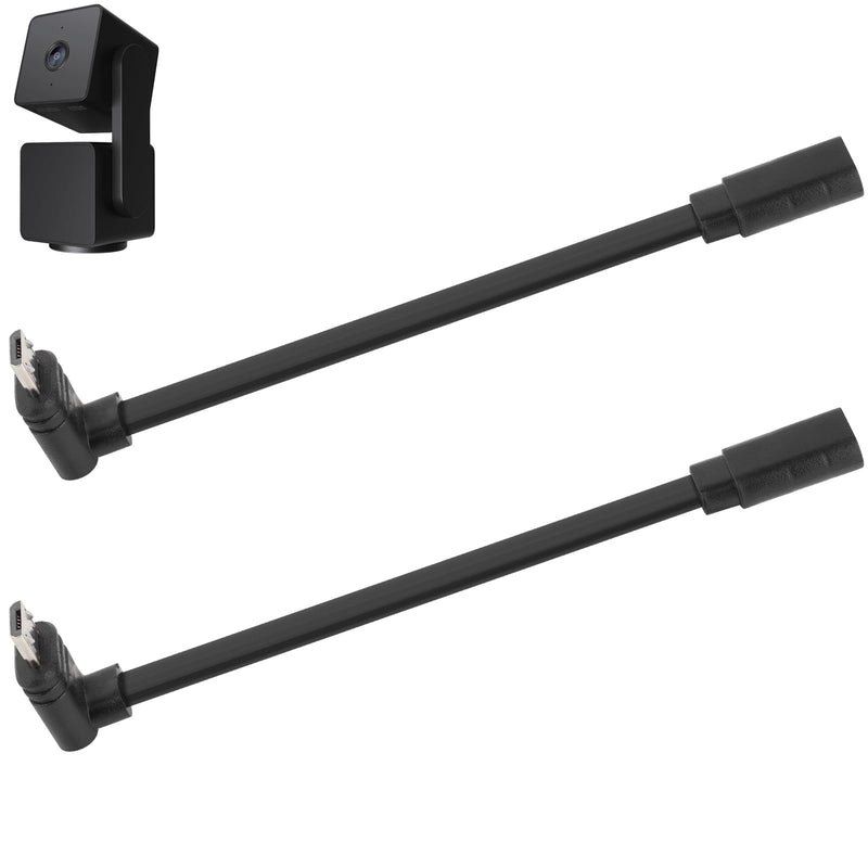 [Australia - AusPower] - Uogw 2 Pack 90° Micro-USB Extension Cable Compatible with Wyze Cam Pan v3 and Wyze Cam v3 Pro, 5inch Male to Female Extender Cord for WYZE Cam,L-Shaped Flat Cable(Black) 
