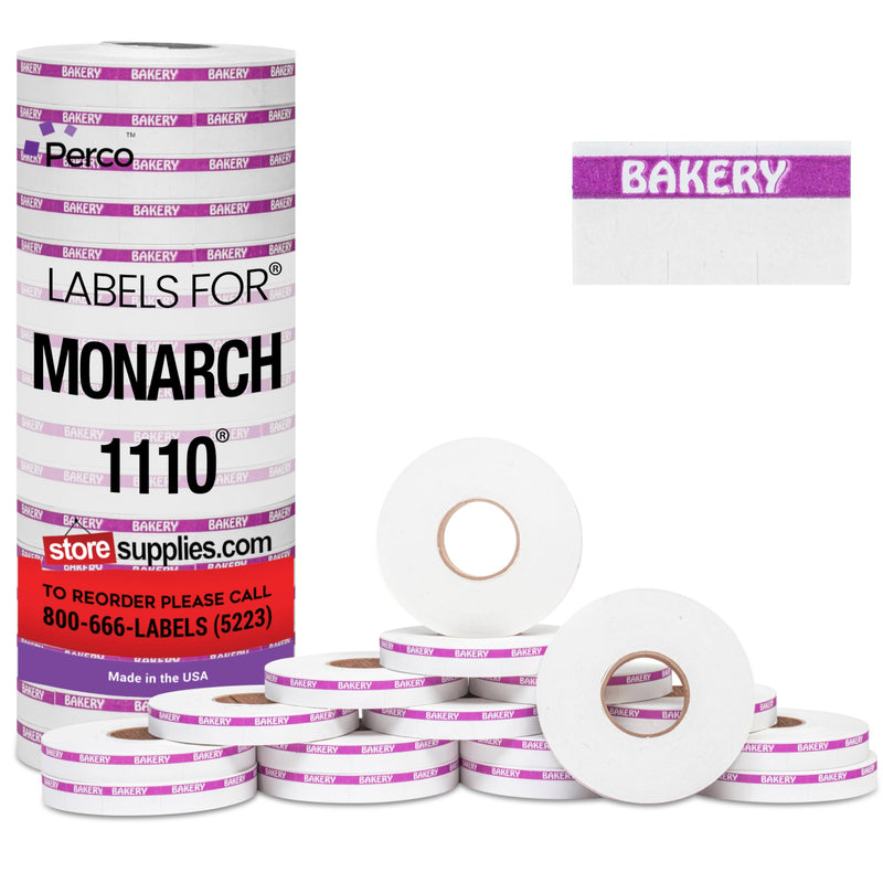 Pricing Labels for Monarch 1110 Purple Reverse Print on White Bakery - 17,000 Labels w/ 16 Rolls Value Pack, 1 Sleeve - Made in USA