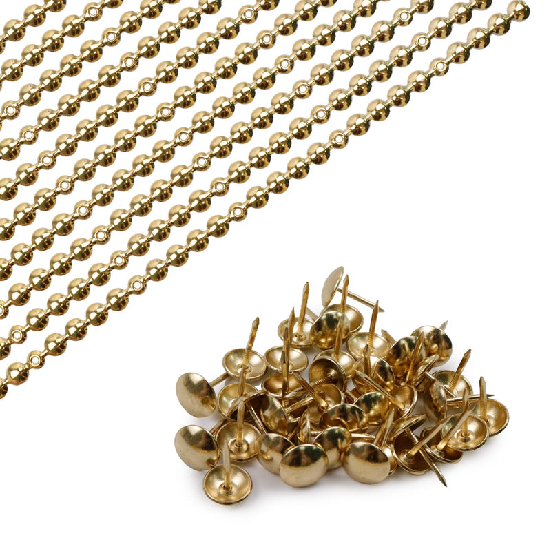 [Australia - AusPower] - Antrader Upholstery Tacks Strips 10Pcs 1Meters Decorative Nail Strips Trim for Sofa Headboard Chair Furniture Decorative Nail with Single Tacks (11mm Gold) 