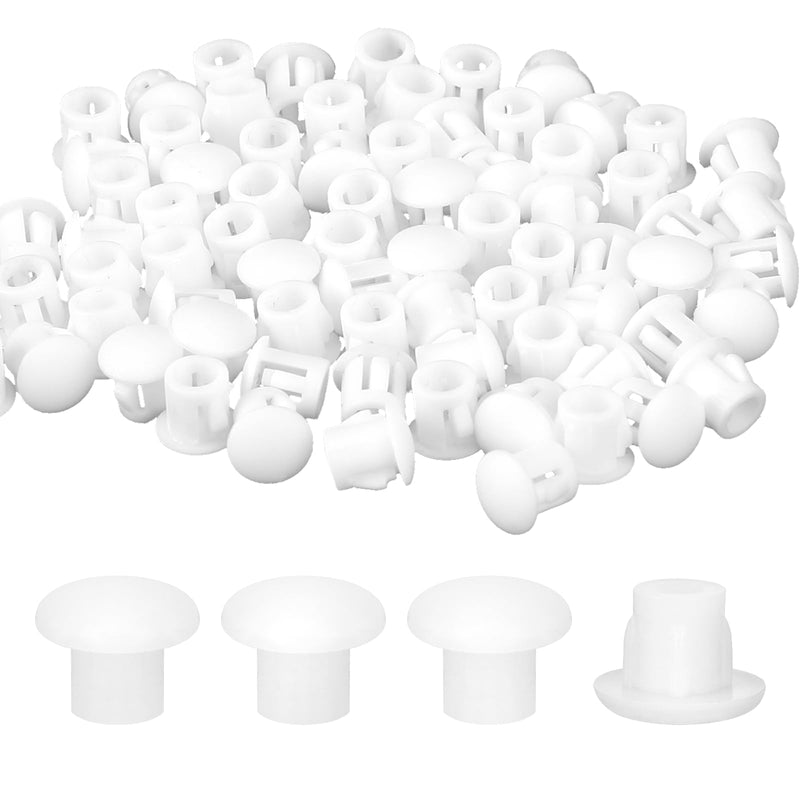 [Australia - AusPower] - 100 Pcs Plastic Hole Plugs 1/4"(6mm) Screw Caps Cover White Plastic Hole Plugs for Cabinet Cupboard Shelf Furniture 6 mm 