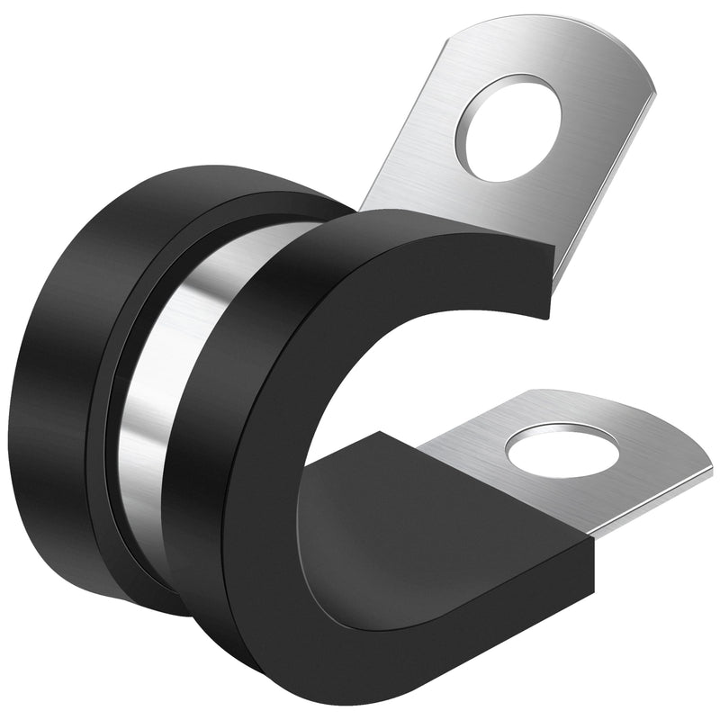 [Australia - AusPower] - 2 Inch Cable Clamp - Rubber Insulated Clamps for Cable, Wire, Pipe, Line, and Hose - Stainless Steel P Clips (10 Pack) 2 Inch 