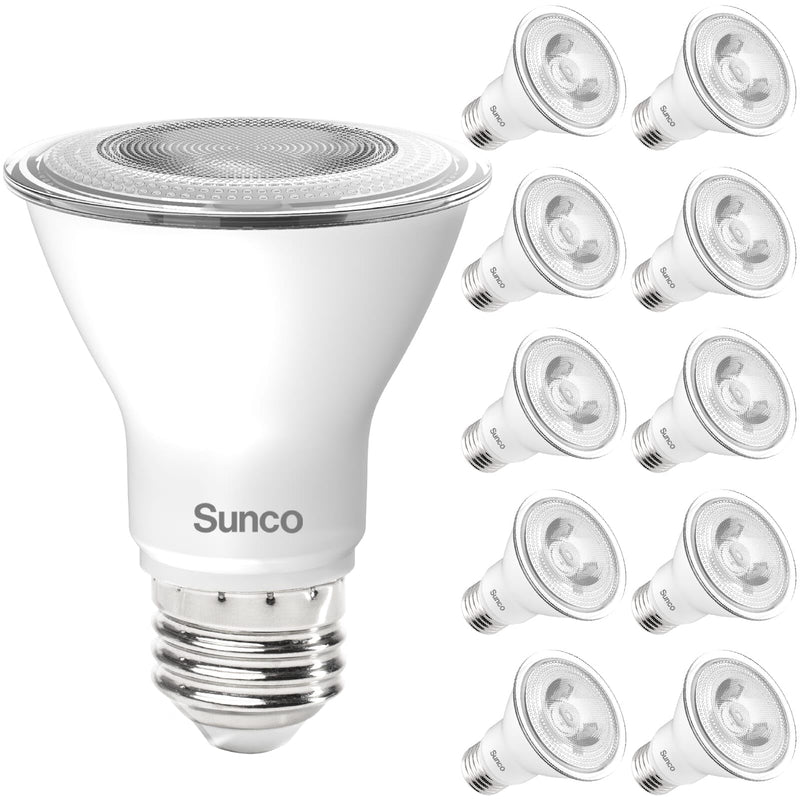 Sunco 10 Pack PAR20 LED Bulb,Track Light Bulbs Flood Lighting Indoor Outdoor, High Brightness, 800 LM, 8W (50W Equivalent), 3000K Soft White, Dimmable, E26 Medium Base, Exterior, Wet Rated UL 10 Count (Pack of 1)