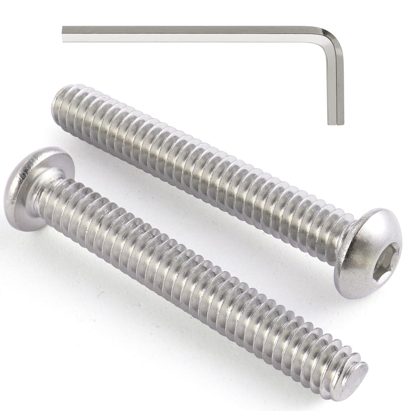 [Australia - AusPower] - 30Pcs 1/4-20 x 2" Button Head Socket Cap Bolts Screws, 304 Stainless Steel 18-8, Allen Hex Drive, Bright Finish, Fully Threaded, Hex Spanner Included (VG30310) 2"(30pcs) 1/4-20 Silver 