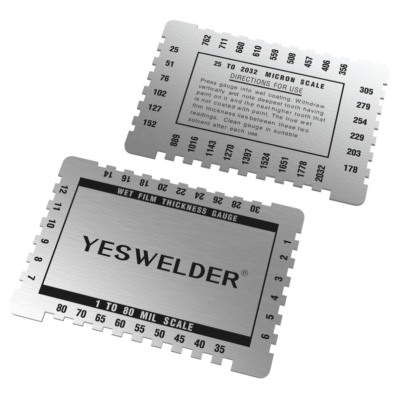 [Australia - AusPower] - YESWELDER Wet Film Thickness Gauge Comb, 1-80 Mil Scale, Step and Notched for Paints Resins,Aluminum Aluminum Thickness Gauge Comb 