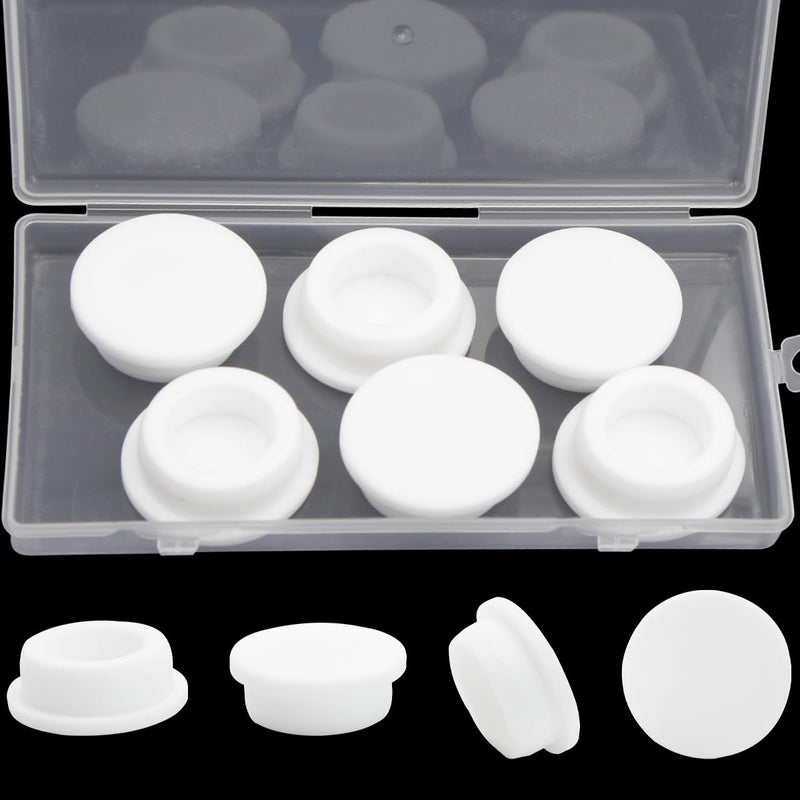 [Australia - AusPower] - 6 Pcs 31.3 mm Silicone Rubber Plug for 30.3-31.3 mm/ 1-3/16-1/1/4 in Round Holes, Waterproof T Type Rubber Stoppers, Soft Flexible Snap-On Seal Plugs Tube Pipe End Cover Caps Insert, White 31.3mm(1-3/16") 