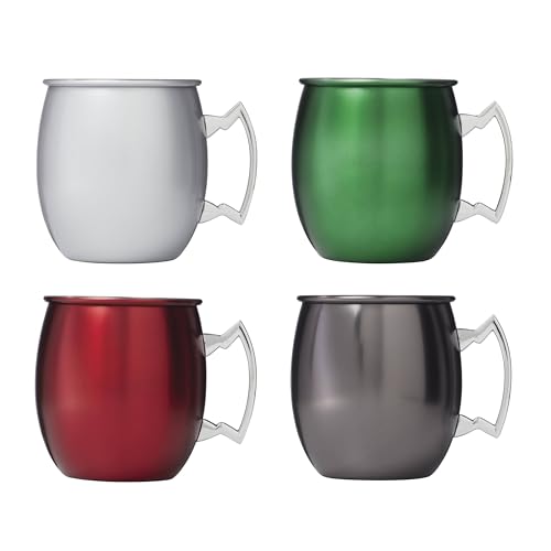 Cambridge EAHMM5BNCB1DS Holiday Moscow Mule Mugs, Set Of 4, Christmas Dinnerware, Hosting Metallic