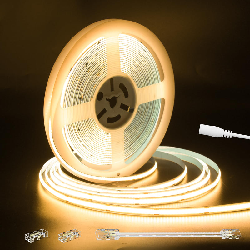 [Australia - AusPower] - MIWISE COB LED Strip 32.8ft/10m,CRI 90+ Warm White 2700K High Lumen Super Bright Flexible DC24V LED Tape Light,for Cabinet Home Office DIY Lighting Projects(Adapter&Controller NOT Included) 2700K-32.8ft/10m 