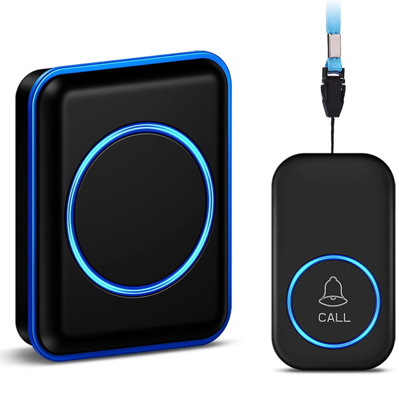 Caregiver Pager, FullHouse Wireless Call Button 1000+ Feet, SOS Alert Nurse Calling Elderly Fall Help System for Patient/Disabled Monitoring at Home, IP55 Waterproof 1 Call Button + 1 Plug-In Receiver Black