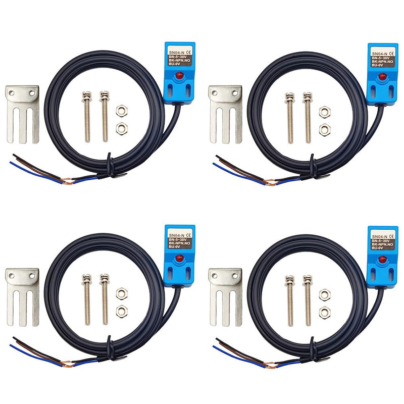 [Australia - AusPower] - Inductive Proximity Sensor SN04-N Normally Open Detection Approach Switch NPN NO with TL PL SN Bracket (Blue, 4 Pack) 