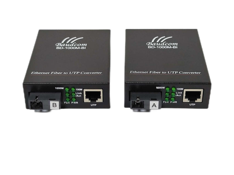 [Australia - AusPower] - Gigabit Ethernet Fiber Media Converter 10/100/1000M, SC Single Transceiver, 20KM Single Mode, RJ45 to 1000Base-LX, BIDI 20KM 